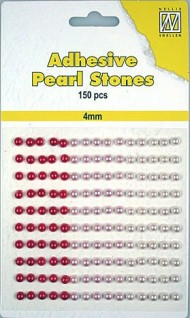 NS Selvklæbende halvperler røde nuancer 4 mm 150 stk